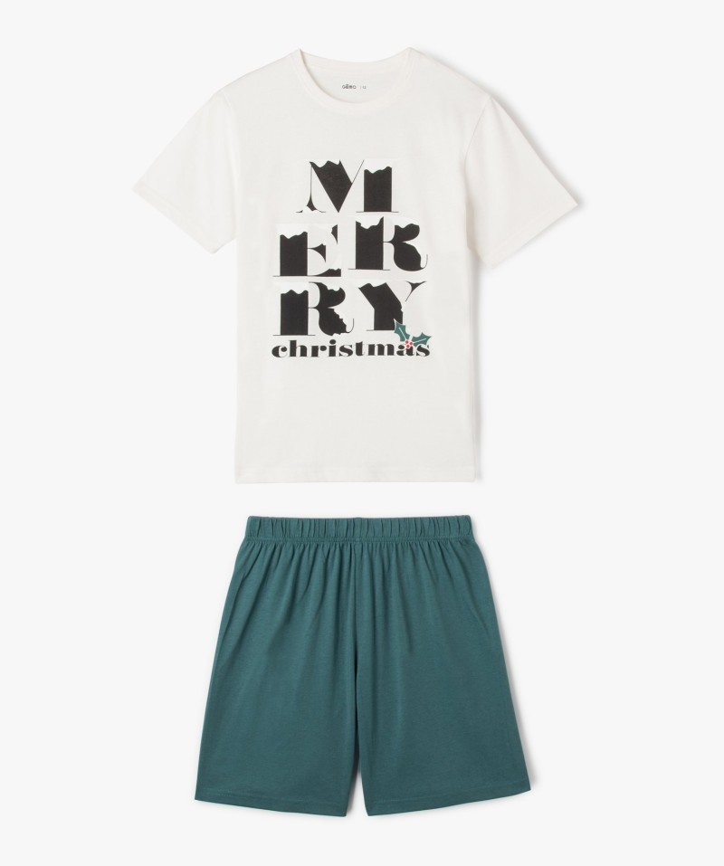 Pyjashort bicolore spécial Noël garçon